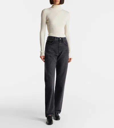 Agolde Valen Mid-rise Straight-leg Denim Trousers In Black