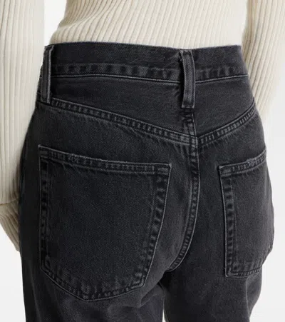 Agolde Valen Mid-rise Straight-leg Denim Trousers In Black