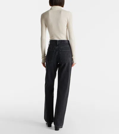 Agolde Valen Mid-rise Straight-leg Denim Trousers In Black