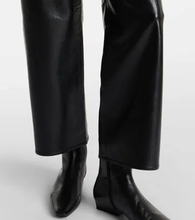 Agolde Ren High Rise Wide Leg Recycled Leather Pants In Detox In Black
