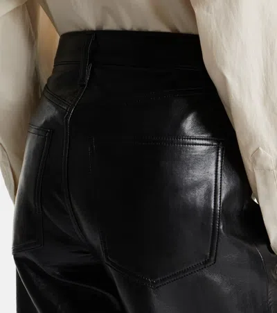 Agolde Ren High Rise Wide Leg Recycled Leather Pants In Detox In Black