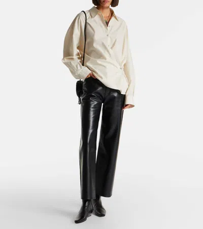 Agolde Ren High Rise Wide Leg Recycled Leather Pants In Detox In Black