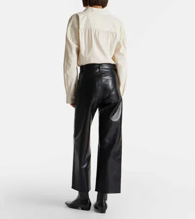 Agolde Ren High Rise Wide Leg Recycled Leather Pants In Detox In Black