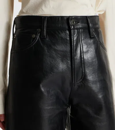 Agolde Ren High Rise Wide Leg Recycled Leather Pants In Detox In Black