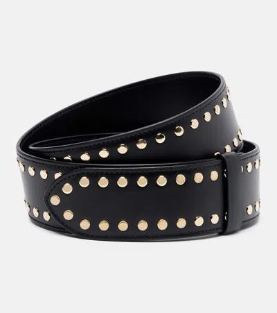 Khaite Theo Studded Leather Belt In Brown