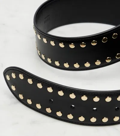 Khaite Theo Studded Leather Belt In Brown