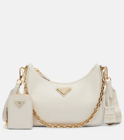 Prada Re-edition 2005 Leather Shoulder Bag In White