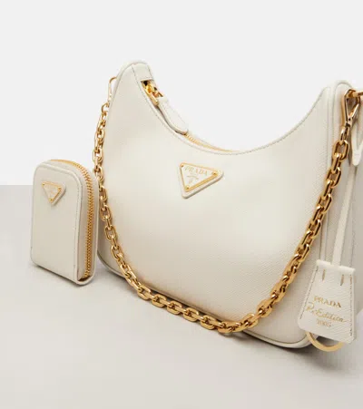 Prada Re-edition 2005 Leather Shoulder Bag In White