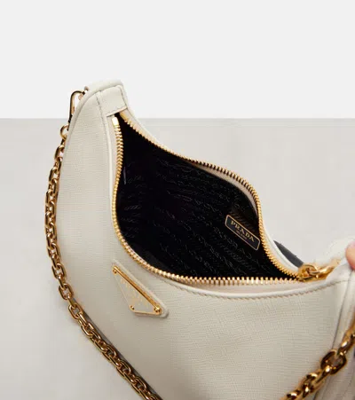 Prada Re-edition 2005 Leather Shoulder Bag In White