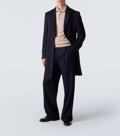 Zegna Wool And Cashmere-blend Coat In Blue