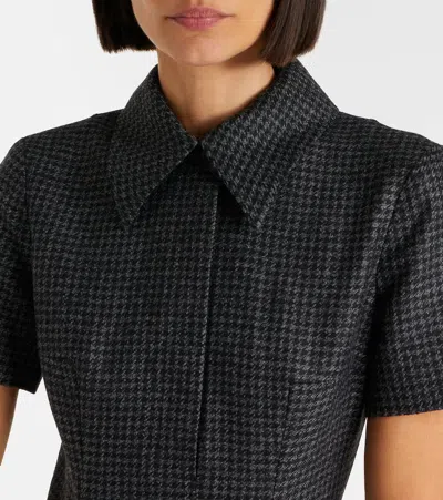 Emilia Wickstead Jody Houndstooth Wool-blend Midi Dress In Black