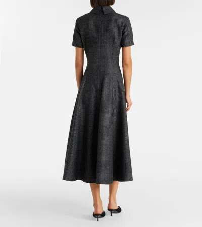 Emilia Wickstead Jody Houndstooth Wool-blend Midi Dress In Black