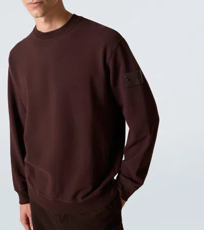 Stone Island Ghost Cotton-blend Jersey Sweatshirt In Brown