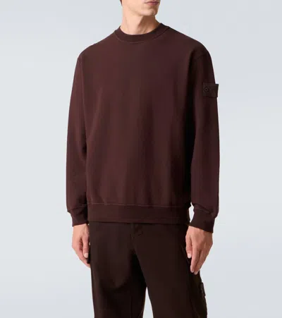 Stone Island Ghost Cotton-blend Jersey Sweatshirt In Brown