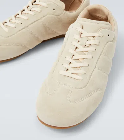 Lemaire Suede Low Profile Sneakers With Rubber Sole In Neutral