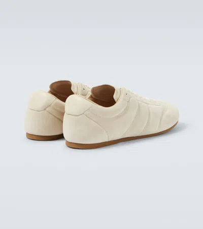 Lemaire Suede Low Profile Sneakers With Rubber Sole In Neutral