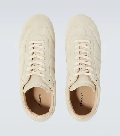 Lemaire Suede Low Profile Sneakers With Rubber Sole In Neutral