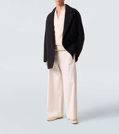 Lemaire Suede Low Profile Sneakers With Rubber Sole In Neutral