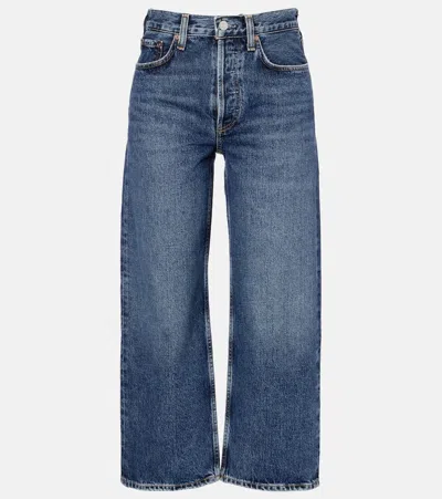 Agolde Arc Cropped Mid-rise Wide-leg Jeans In Blue