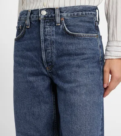Agolde Arc Cropped Mid-rise Wide-leg Jeans In Blue