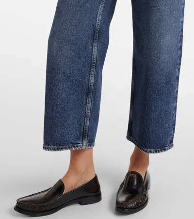 Agolde Arc Cropped Mid-rise Wide-leg Jeans In Blue