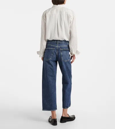 Agolde Arc Cropped Mid-rise Wide-leg Jeans In Blue
