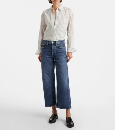 Agolde Arc Cropped Mid-rise Wide-leg Jeans In Blue