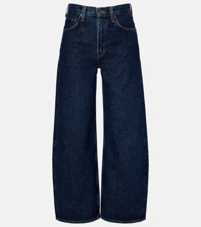 Agolde Low Curve Cropped Mid-rise Barrel-leg Jeans In Blue