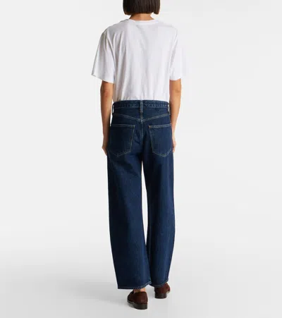 Agolde Low Curve Cropped Mid-rise Barrel-leg Jeans In Blue