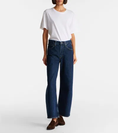 Agolde Low Curve Cropped Mid-rise Barrel-leg Jeans In Blue