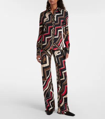 Pucci Istrice Satin Jersey Shirt In Multi