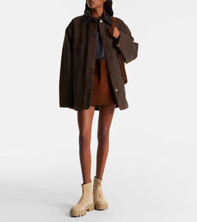 绒面革厚底及踝靴