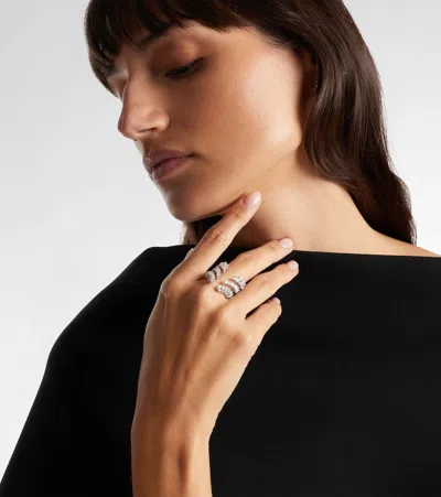 Yeprem Y-not 18kt White Gold Ring With Diamonds In Brown