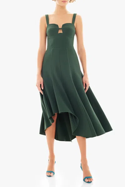 Black Halo Sorelle Asymmetric Midi Dress In Green