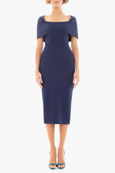 Black Halo Bernice Cocktail Midi Dress In Pacific Blue