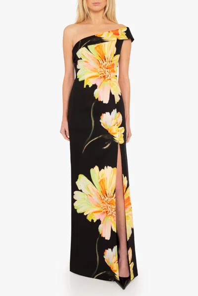 Black Halo Dolan One-shoulder Gown In Bursting Bloom