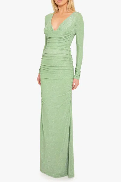 Black Halo Rafaela Cowl-neck Shimmer Column Gown In Pearidise