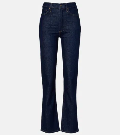 Agolde Harper Mid Rise Relaxed Straight Jeans In Reissue In Blue