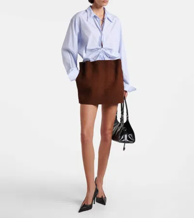 Prada Long Sleeve Collared Button Front Top In Blue