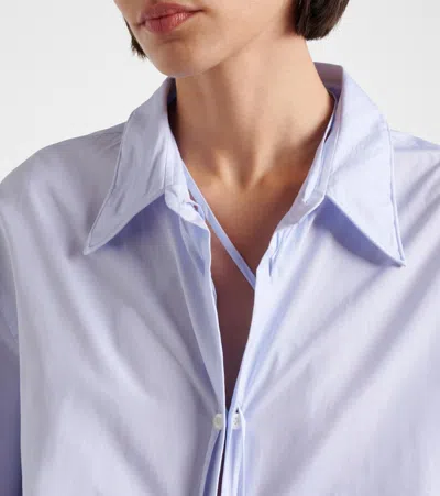 Prada Long Sleeve Collared Button Front Top In Blue