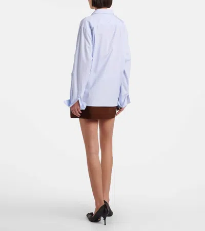 Prada Long Sleeve Collared Button Front Top In Blue