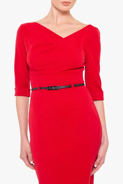 Black Halo Classic 3/4 Sleeve Jackie O Sheath Dress In Red