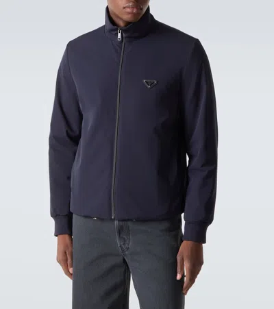 Prada Logo Track Jacket In Blue