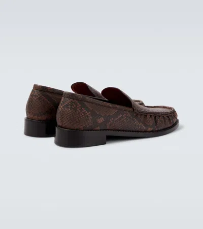 Acne Studios Boafer Python-effect Leather Loafers In Brown