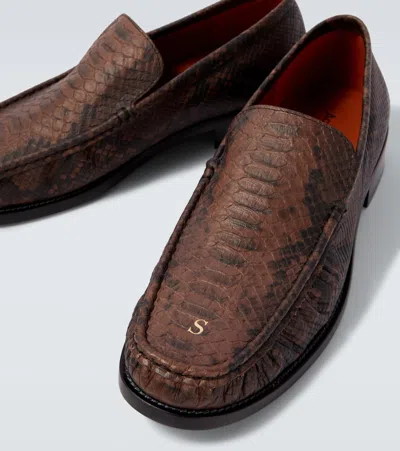 Acne Studios Boafer Python-effect Leather Loafers In Brown