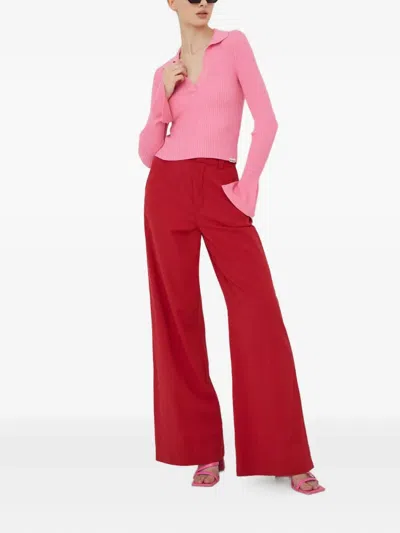 Hugo Boss Soverie Bell-sleeve Ribbed Sweater In Pink