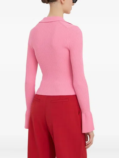 Hugo Boss Soverie Bell-sleeve Ribbed Sweater In Pink