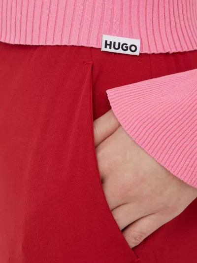 Hugo Boss Soverie Bell-sleeve Ribbed Sweater In Pink