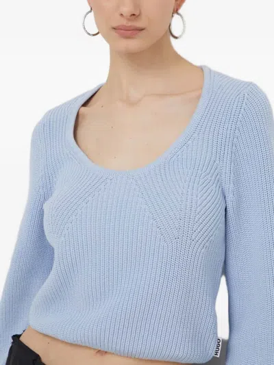 Hugo Boss U-neck Sweater In Blue