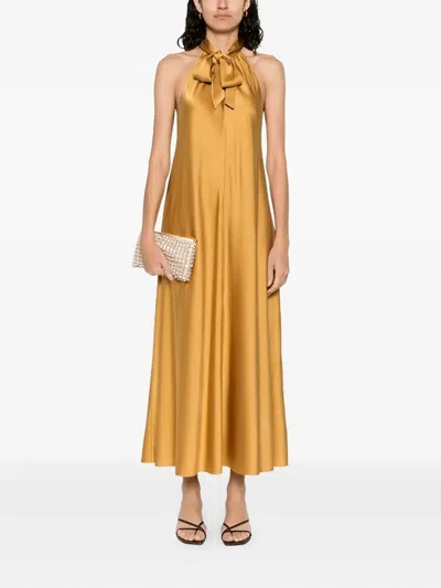Forte Forte Halterneck Dress In Gold